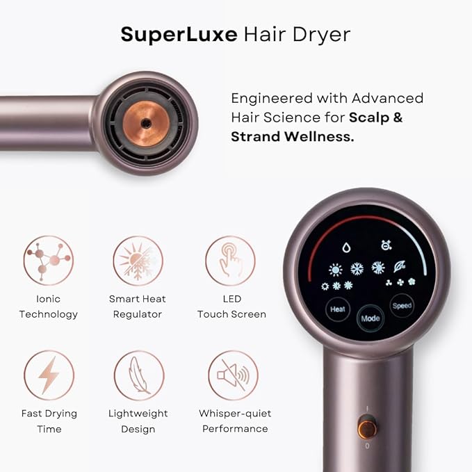 Elara Superluxe Hair Dryer with Oil Infused Treatment Pod for Smooth and Shiny Hair