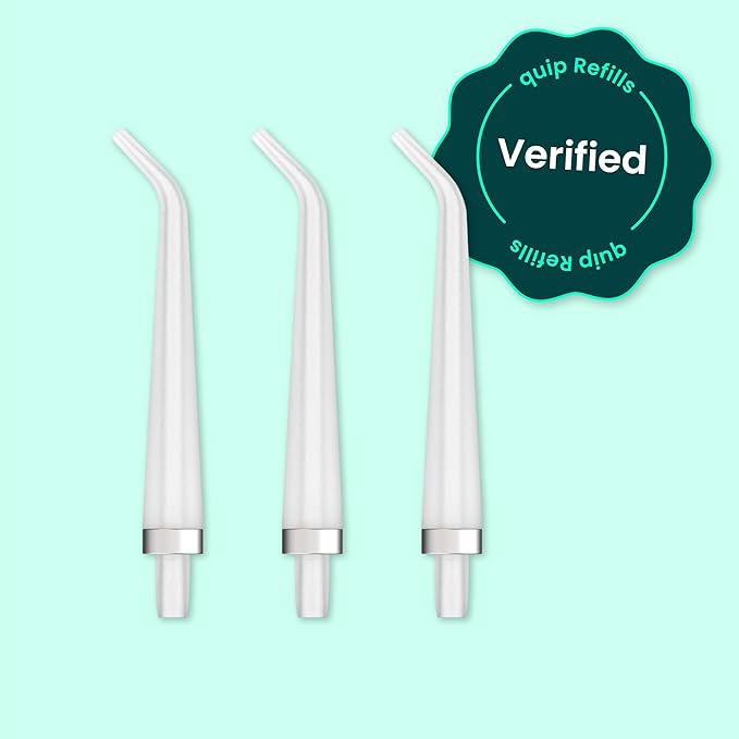 quip Water Flosser Tip Refills - Cordless Water Flosser Refill Tips - Teeth Cleaner Pick with 360 Degree Rotating Replaceable Tip Rechargeable Water Dental Pick Refills - 3 ct