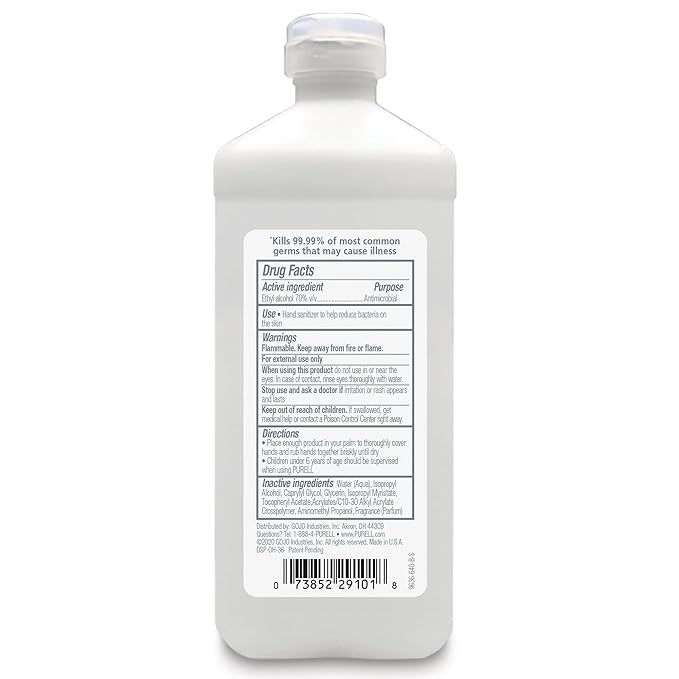 Purell Advanced Hand Sanitizer Refreshing Gel Clean Scent 16 fl oz Flip Cap Bottle (Pack of 12) - 9636-12-S