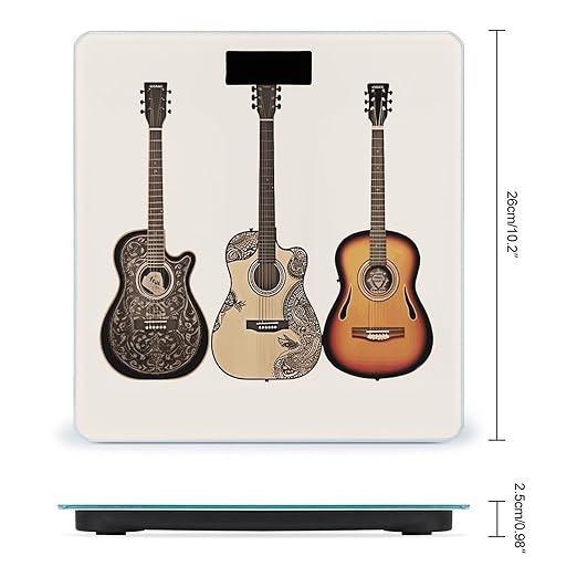 Guitar Digital Bathroom Scale for Body Weight with High Precision Digital Weighing Scale with BMI Clear LCD Display and Step-On Measures Weight Up to 180kg