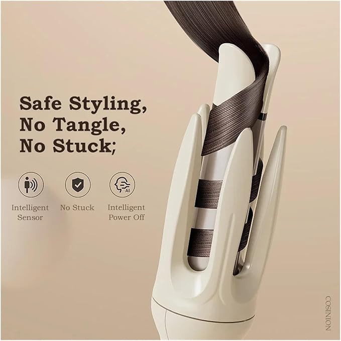 Automatic Negative Ions Hair Curler - 28mm Electric Ceramic Rotating Curling Iron for Beautiful Waves(EAU)