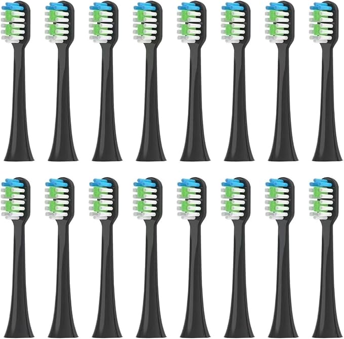 Replacement Toothbrush HeadsCompatible for Hyundai X100/Sarmocare S100 S200 S600 S700 S800 S900 S710 S820 S910(16pcs Black)