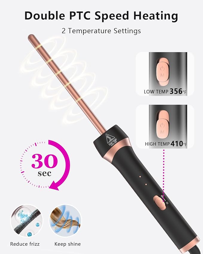 3/8 Inch Small Barrel Hair Curler Ceramic Mini Curling Iron with Adjustable Temperature &amp Heat Resistant Glove Fast Heating 9mm Tiny Barrel for Tight Curls Spiral Waves on Short or Long Hair