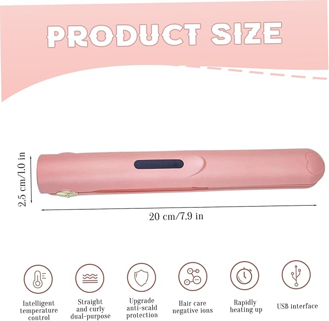 Cordless Hair Straighteners Hair Straightener Curler Portable Straighteners with 3 Adjustable Temperature Fast Heating Cordless Curling Iron for Home Salon Style 1