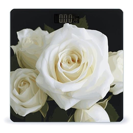 White Rose Bathroom Scale Weight Scale for Body WeightHighly Accurate Digital Weighing Machine Clear LED Display Digital Bathroom Body Scale 400lb/182kg
