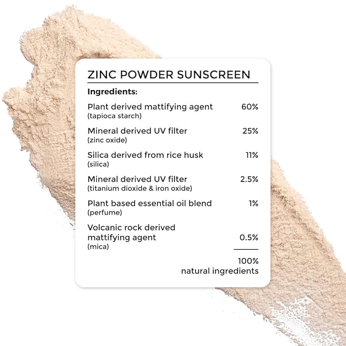 Brillare Zinc Powder Sunscreen SPF50 - Broad Spectrum Protection Sweat Resistant Powder Invisible Finish Non-Greasy Formula - Skin-friendly Mineral Sunscreen for Daily Use