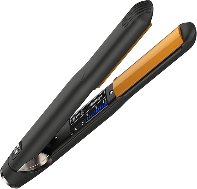 GLAMPALM Classic Volumizing 1 | Ceramic Flat Iron Infused with Vita-C Curved Plates for Volume &amp Curl Korean No.1 Hair straighteners for Women Dual Voltage Root Volume Iron | GP202