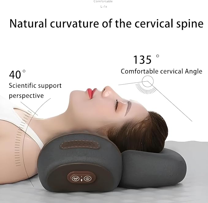 3-in-1 Heated Neck Massage Pillow | Memory Foam Cervical Support | Relaxation Pillow for Home &amp Office (Black)