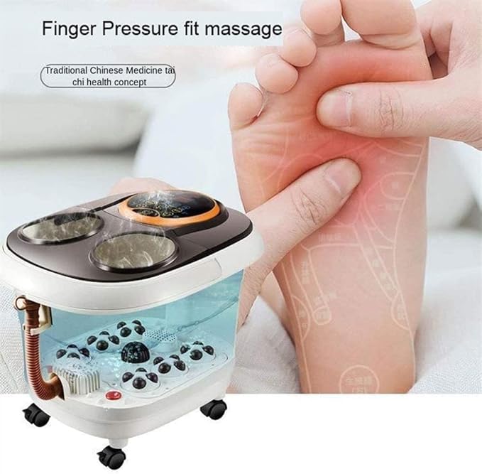 Foot Spa Foot Bath Spa Massager with Heat and Bubbles 6 Massage Rollers Adjustable Temp Soothe &amp Relax Tired Feet (White)