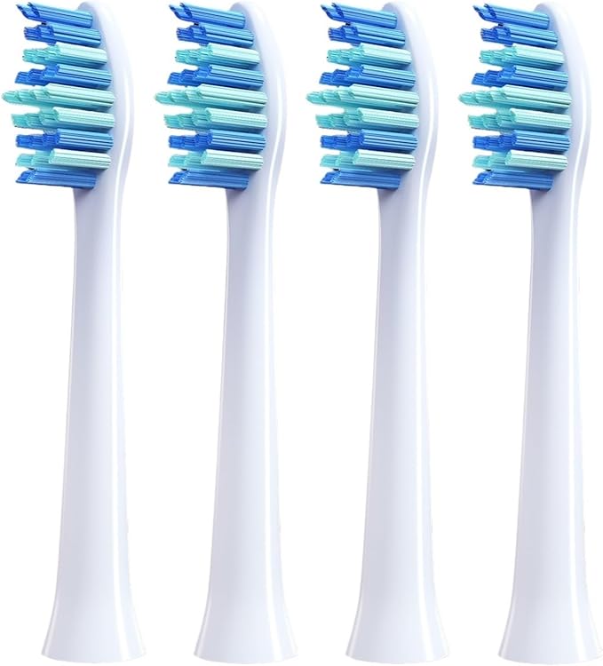 4 Pcs Replacement Brush Heads Compatible for HiLink Lebooo Toothbrush Head Teeth Cleaner(White B)