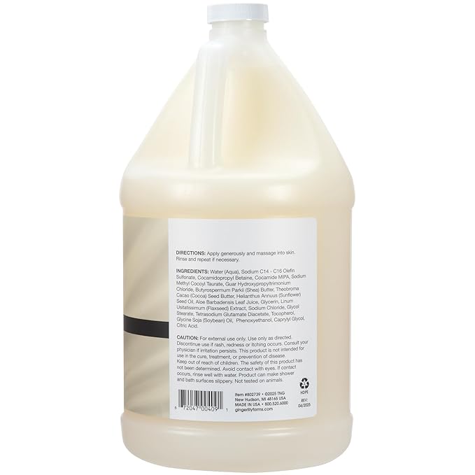 Ginger Lily Farms Botanicals Shea Indulgence Deep Hydration Body Wash 100% Vegan &amp Cruelty-Free Fragrance-Free 1 Gallon (128 fl oz) Refill