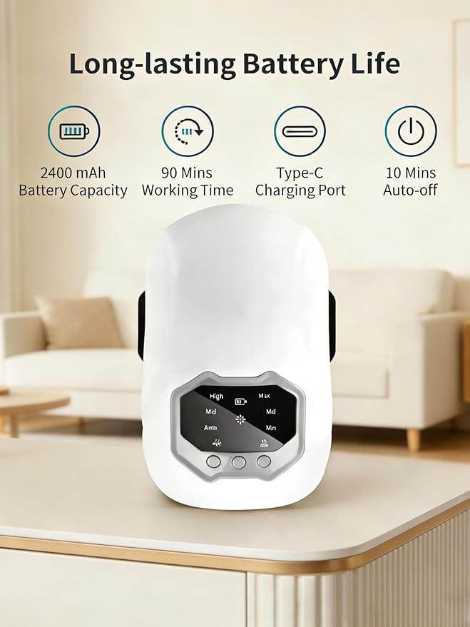 Cordless Portable Knee Massager with Heat 3 Vibration Modes 3 Heating Levels for Pain Relief LED Screen and Adjustable Straps Gifts for Adults MomWomen and Men
