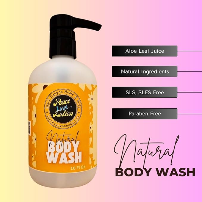 Peace Love + Lotion Banana Coconut Scented Natural Body Wash 16 Oz