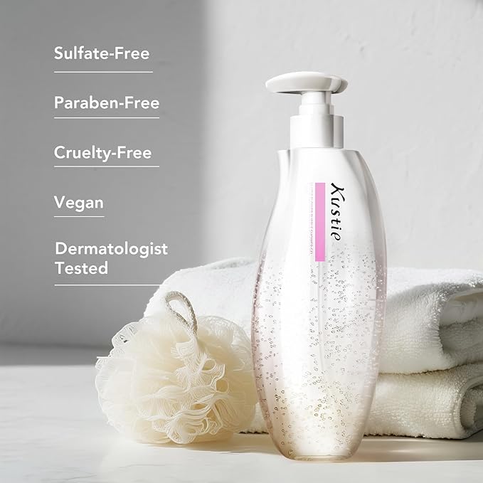 Kustie Tulip Oxygen Bubble Body Wash – Gentle Amino Acid Cleanser with 8 Floral Extracts &amp Alpha-Arbutin for Brightening Antioxidant Hydrating – Sweet Floral Scent Vegan &amp Sulfate-Free 16.