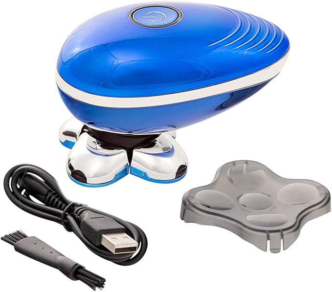 Pop Sonic 5-Head Electric Shaver Kit - Unisex (Blue) Shaver for Face Head &amp Body - Smooth Waterproof USB Rechargeable Trimmer with 360-Degree Precision Cut Heads for Men &amp Women