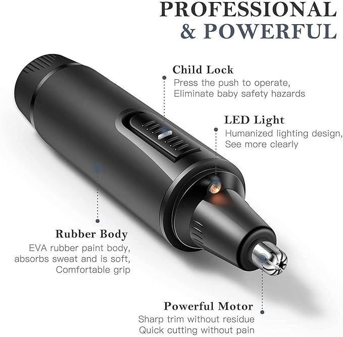 Portable Painless Eyebrow &amp Facial Hair Trimmer for Men Women Battery-Operated IPX7 Dual Edge Blades for Easy Cleansing