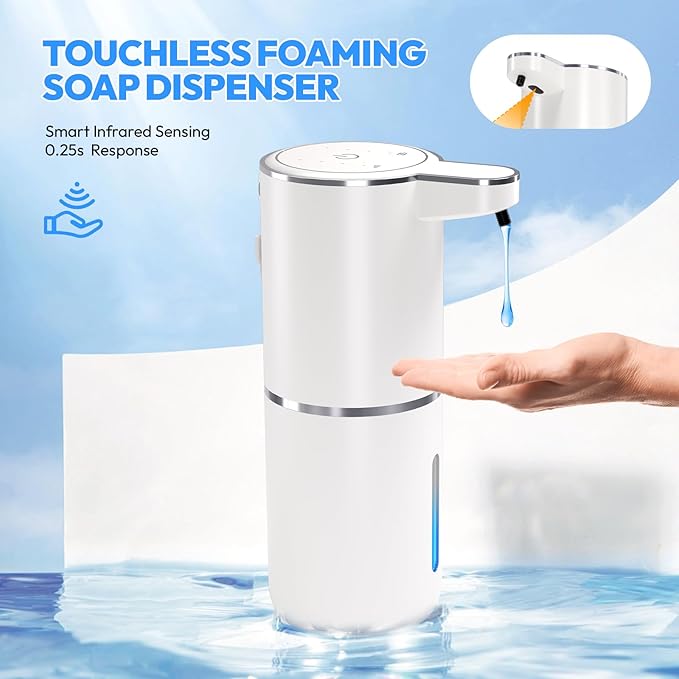 2 Pack Automatic Soap Dispenser TouchlessLiquid Hand Soap Dispenser 12.8oz Electric Wall Mounted Smart for Bathroom and Kitchen Dish SoapEasy for Toddlers(White)