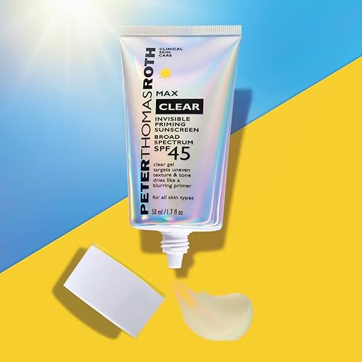 Peter Thomas Roth | Max Clear Invisible Priming Sunscreen Broad Spectrum SPF 45 | Makeup Primer with SPF Water-Resistant Sunscreen Gel with Silky Finish 1.7 fl. oz.