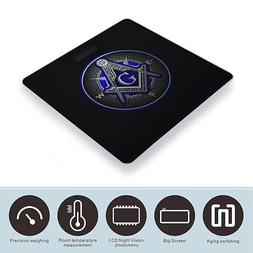 Masonic Faith Hope and Charity Freemason Sign Art Smart Square Scale with Digital Display for Bathroom Scale