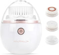 YouthLab Pure Radiance Vibrating Facial Cleansing Brush Electric 3 Modes 3 Brush Heads (2 Bristle1 Silicone) Waterproof Rechargeable Smart Timer Exfoliating Massage (Rose Gold)