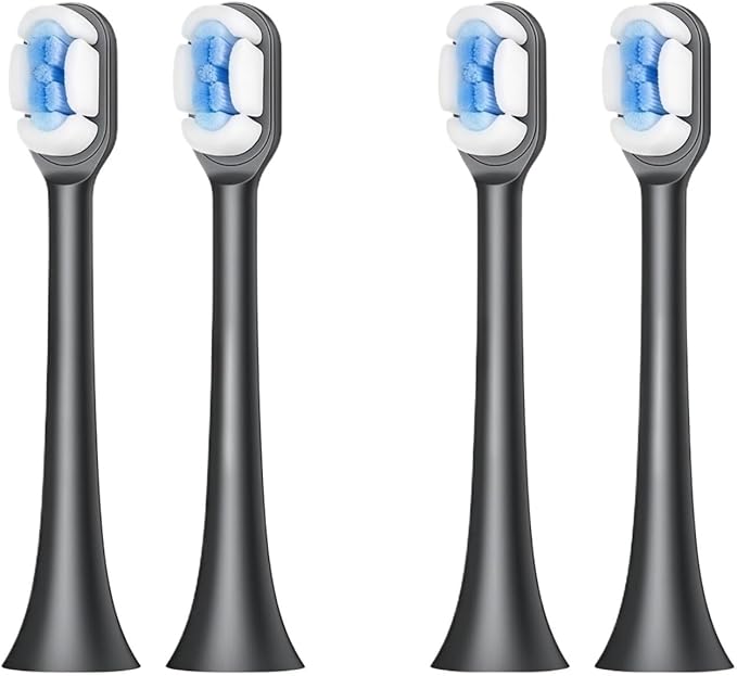 Replacement Toothbrush Heads Compatible with SOOCAS X3S/X3U/X3pro/D2/D3S/D5 Sonic Electric Tooth Brush Head Nozzle Jets(4 Soft Black)