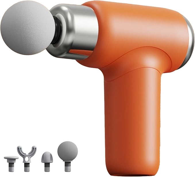 Cordless Electric Back Massager Long Handle Big Handheld Muscle Massager Rechargeable with Multiple Speed Settings Orange