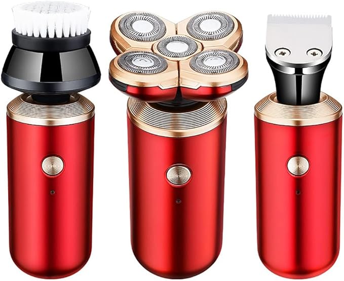 Head Shavers for Bald Men 5 in 1 Electric Shaver for Men Five Razor Beard Trimmer 3D Floating Shaver USB Rechargeable Multifunction Shaving Machines (Color : RED)