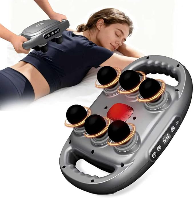 6 Head Massage Gun for Deep Tissue - 9Levels &amp 9Modes Electric Massagers.This Powerful Massage Tools Provide Effective Pain Relief to the BackLegsWaist.It's an Ideal Gift for Family and Friends.