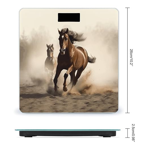 Animals Horse Running Bathroom Scale Large LCD Backlight Display Digital Scale Rounded Corners Body Scales Automatic Power On/Off Bathroom Scales for Home Bedrooms