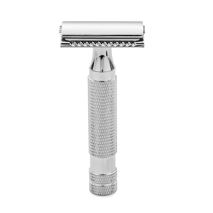 Engraved Twin Edged Safety Razor Personalized Heavy Duty Shaving Razor For Men - 5 Blades Included
