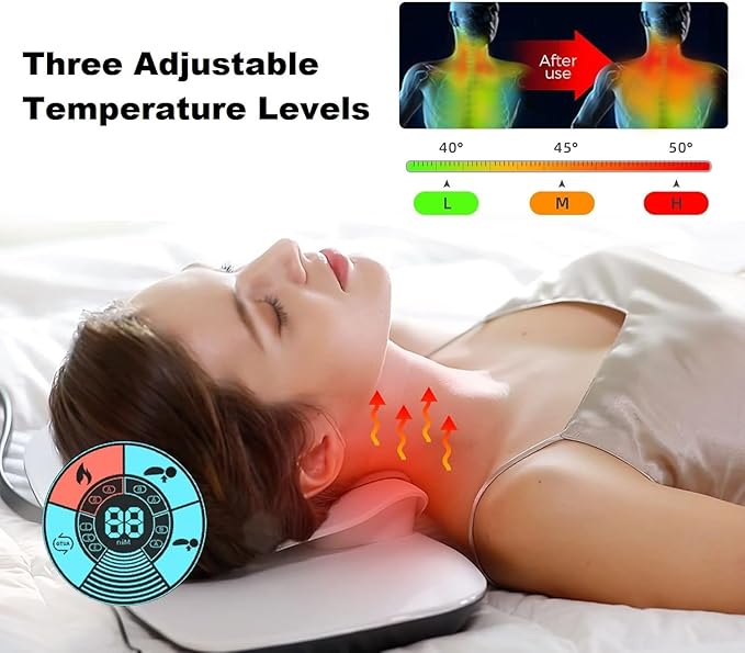 Multifunctional Cervical Traction Device Electric Neck Stretcher Dynamic Neck Stretching Function Electrotherapy And Heat Therapy To Relieve Neck Pain 3 Massage Modes For Home Use (Black)