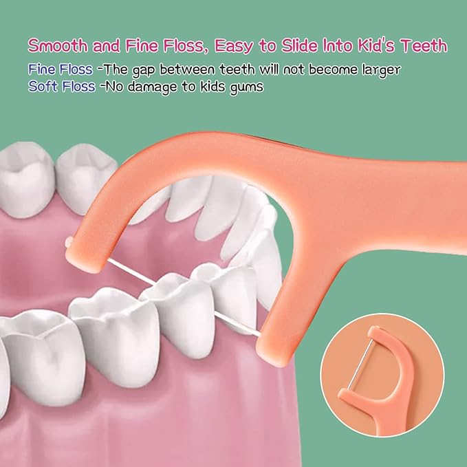 Kids Flossers with Automatic Pop Up Kids Floss Case Soft Floss Designed for Kids has a More Inclined Entrance Angle Colorful and Cute Animal Shapes Designs Kid Dental Floss
