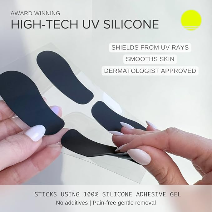 Sun Patch Hypoallergenic Sun-Screen Under Eye Patches 100% Silicone UPF-50 UV Protection Reusable 1 Pack/4 Pairs Black