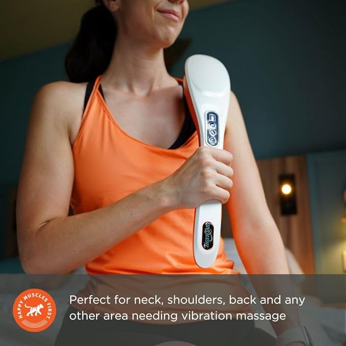 Tiger Tail Vibration Massager T-800 Long Arm Knot Buster Cordless Massage Device - Handheld Back Shoulder and Neck Deep Tissue Massager