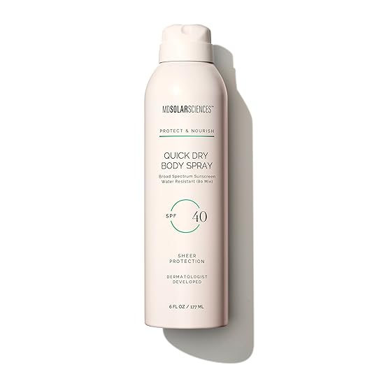 MDSolarSciences Quick Dry Body Spray SPF 40 | Water-Resistant Broad Spectrum Sunscreen Spray | Indian Gooseberry Vitamin C &amp Antioxidants Enriched | Non-Aerosol | Safe for Sensitive Skin (6 Fl O