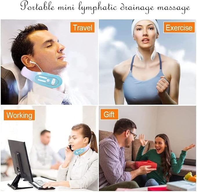 2023 Lymphatic Drainage Massager EMS Neck Acupoints Lymphvity Massager Device 12 Modes Neck Massager Portable Lymphatic Relief Neck Massager for Pain Relief Deep Tissue (2PC)