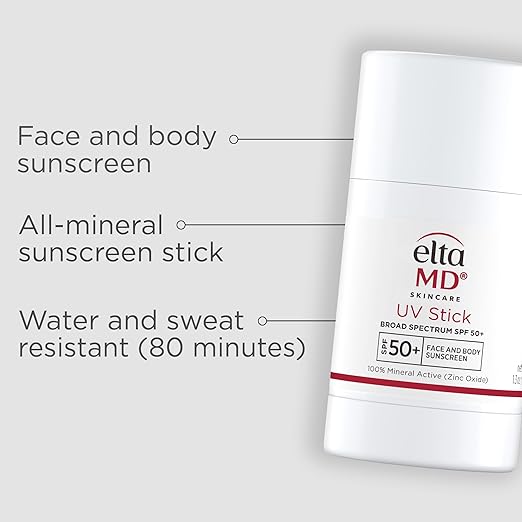 EltaMD UV Stick Sunscreen for Face and Body Mineral SPF 50+ Face Stick Sunscreen with Zinc Oxide For Kids and Adults Sensitive Skin