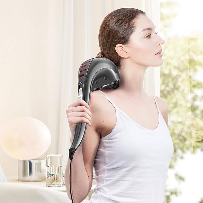 HANGSUN Handheld Neck Back Massager for Pain Relief Deep Tissue Electric Double Head Percussion Massage MG460 for Shoulder Leg Foot Muscles Full Body Corded 2.3 lb