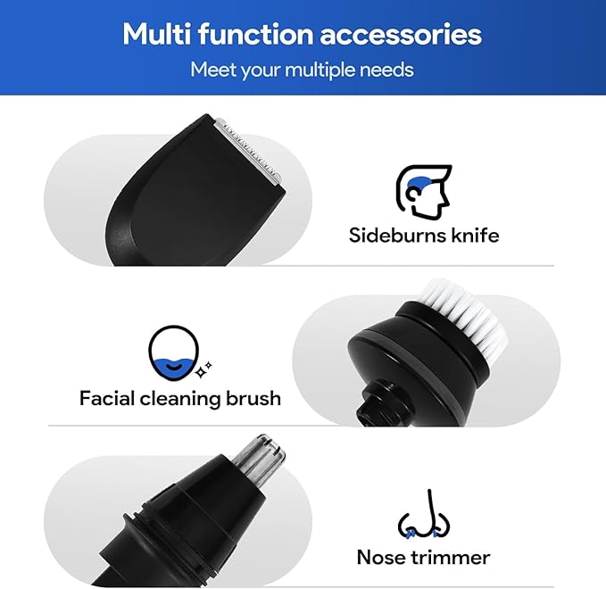4-in-1 Electric Shaver for Men All-in-One Men's Grooming Kit Rechargeable Waterproof Men Electric Shaver Wet &amp Dry Shaving with Cordless Beard Nose Hair Trimmer