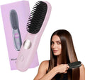 Cordless Hair Straightener Brush 2026 Upgraded Hair Straightening Brushs for Travel Fast Heating Brushs with LCD Temperature Display Rechargeable Hair Straightener for Women (Pink)