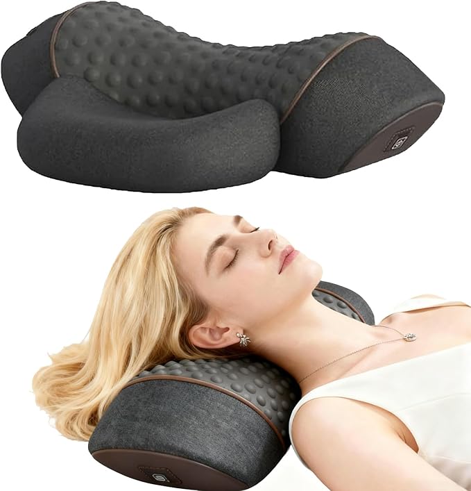 3 in 1 Neck Massager Pillow 3 in 1 Neck Massager 3-in-1 Necks Massagers Pillow Ergonomic Memory Foam Pillows for Necks and Shoulder Relax (Dark Gray-Plug in)