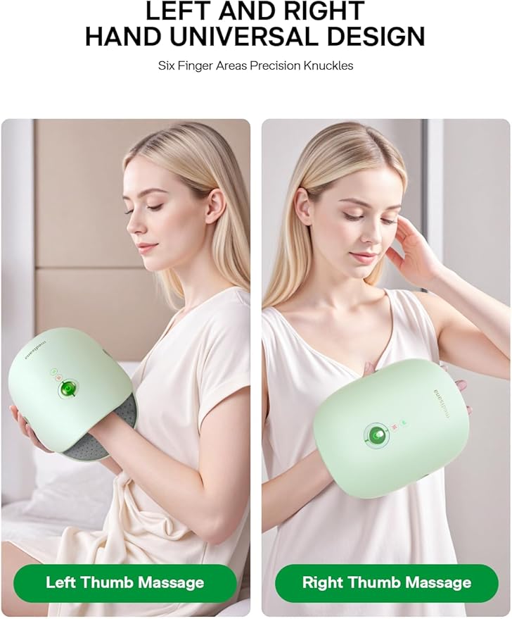 Medisana Hand Massager with Heat and Compression Cordless Hand Massager for Arthritis and Carpal Tunnel Relief Knuckle Stretching Massage Birthday Christmas Gifts for Men Women Dad Mom-Green