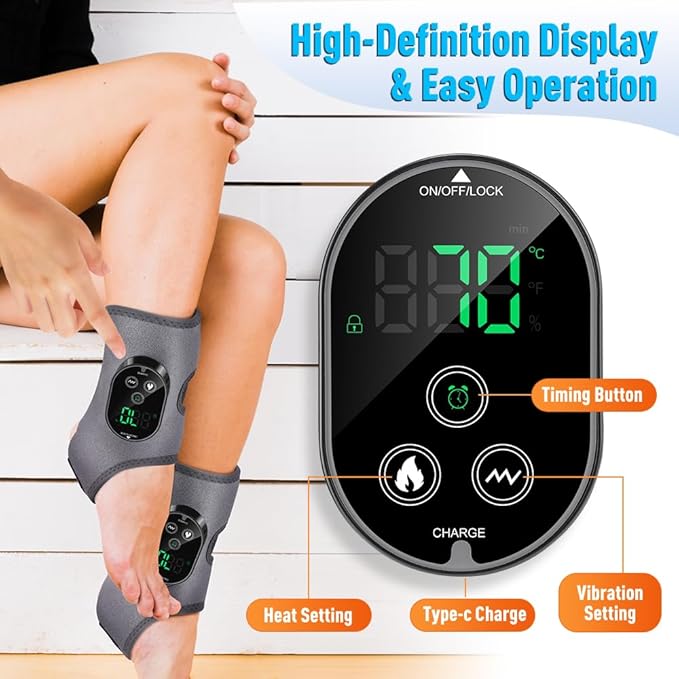 2-Pack Foot Renew Foot Massager Cordless Ankle Heating Pad with Massager Foot and Ankle Massager with Heat 6 Heat Levels &amp 3 Massage Modes with Timer (Grey)