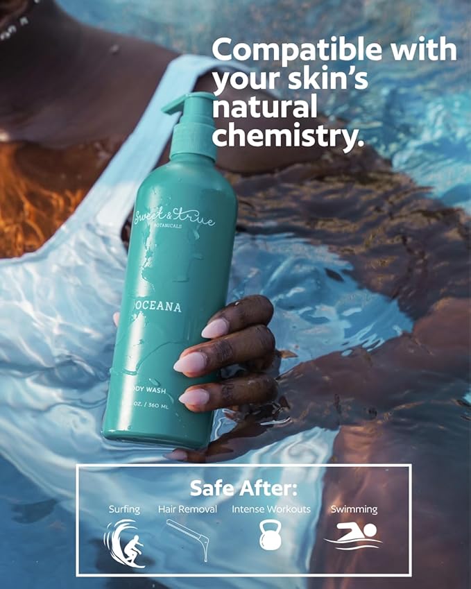 Sweet &amp True - Oceana pH Balanced Body Wash | Gentle Daily Cleanser for Face Body &amp Intimate Areas | Clean Botanical Blend