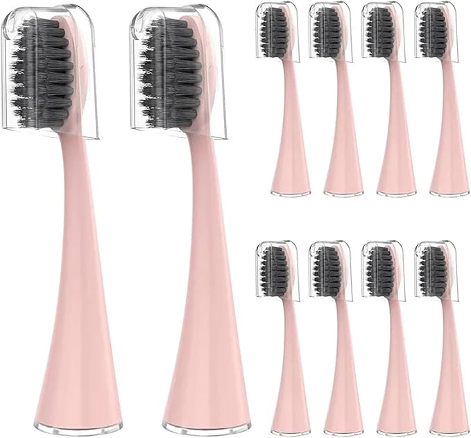 20pcs Replacement Brush HeadsCompatible for Burst Pro Electric Toothbrush Soft Charcoal Bristles Refill with Dust Cover Cap(20pcs Pink)