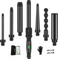 Curling IronPARWIN PRO BEAUTY 7 in 1 Curling Wand Set with 7 Interchangeable Barrels and Heat Protective Glove Auto Shut Off Dual Voltage