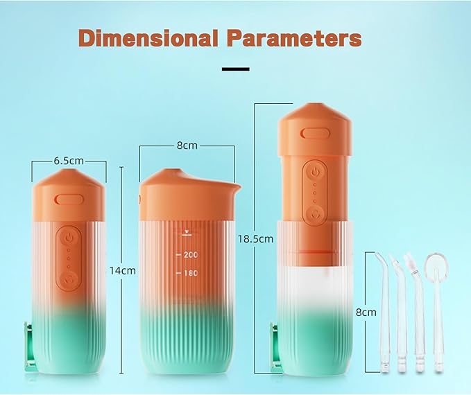 Retractable Cordless Oral IrrigatorWater Dental Flosser3 Modes and 4 Function Nozzles360° Rotation200ml Water TankUSB ChargingSuitable for Home/Travelling Use (Green)