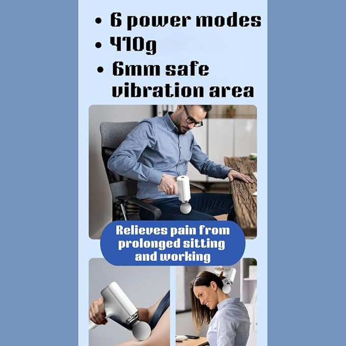 Vortex J1 Mini Massage Gun with USB-C Charging Powerful Deep Tissue Percussion 6-Speed High-Intensity Vibration 4 Heads Portable Muscle Massager for Pain Relief