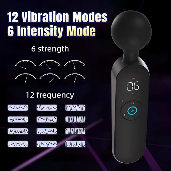 Personal Massager Cordless Handheld Massager with LCD Display Waterproof Smart Heating USB Rechargeable Whisper Quiet 6 Speed Levels12 Vibration Modes for Full-Body Relaxation &amp Fatigue Reli