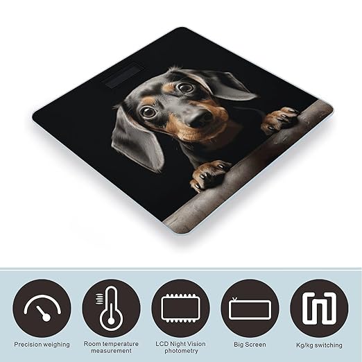Pad Dachshund Bathroom Scale for Body Weight Bathroom Weighing Scale with Backlit LCD Display Highly Accurate Measures Weight Up to 180kg